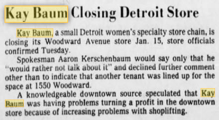 Kay Baum - Dec 1977 Closing Of Detroit Store (newer photo)